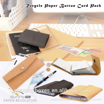 Extreme Light Weight Waterproof Kraft Paper Card Holder With Metal Button Closure